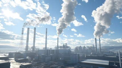 Industrial Plant with Carbon Capture Technology Focused on Emissions Reduction and Net Zero