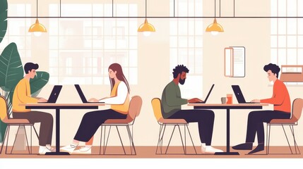 Poster - Collaborative work environments how people utilize laptops in modern cafes for productivity