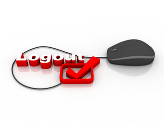 Fototapete - 3d logout illustration with mouse