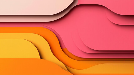 Aufkleber - Colorful abstract background with layered curves in pink, orange, and yellow tones, creating vibrant and dynamic visual effect
