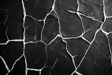 Black background with white cracks and scratches, simple lines, high contrast, cool tones, macro lens, broken glass effect
