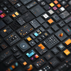 Collection of colorful UI elements for web design, app development, and user interface design.
