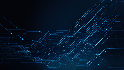 Futuristic Blue Circuit Board Design On A Dark Background