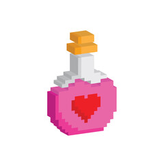 Poster - isometric pixel health love potion icon vector element for 8 bit game heart mana sign