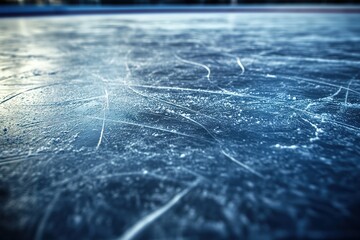 Poster - A background of an ice skating rink with a frozen blue surface, featuring visible lines and cracks