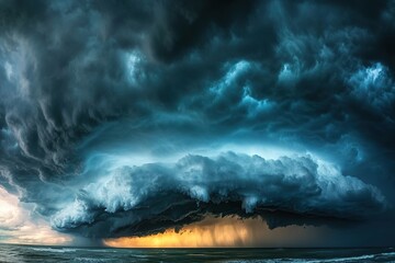 Wall Mural - a panoramic view of dark storm clouds gathering in the sky