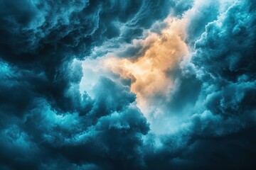 Wall Mural - a panoramic view of dark storm clouds gathering in the sky
