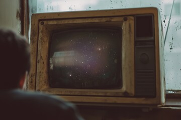 Wall Mural - a close-up of an out-of-focus photo taken with a showing the darkness inside and outside of one smal