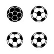 © Jony77 - a set of four black and white soccer ball illustrations in a simple, minimalistic, vector style