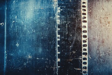Wall Mural - a close-up of an old, worn film negative with visible scratches and dust. the background is a dark b