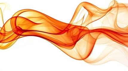 Poster - Abstract orange and yellow smoke wave, isolated on white background.