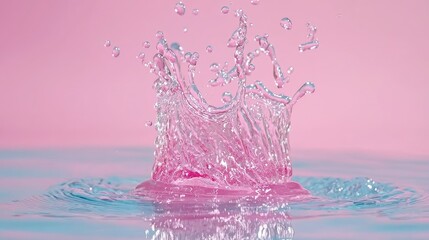 Aufkleber - water splash creating vibrant pink and blue droplets on a soft background.