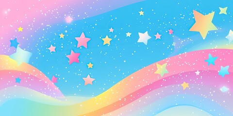 Wall Mural - colorful background with stars, rainbow color gradient