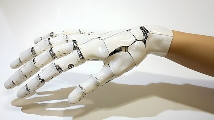 Poster - Lifestyle photo of a person programming a 3D robotic arm with 2D control panels displayed nearby, blending tangible robotics with digital commands, 4k resolution