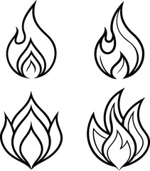 Single black one line drawing fire concept. Continuous line draw design graphic vector illustration on white background