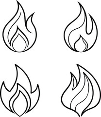 Single black one line drawing fire concept. Continuous line draw design graphic vector illustration on white background