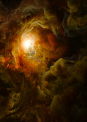 Wall Mural - nebula in outer space, planets and galaxy, 3d animation