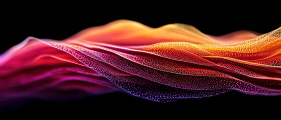 Aufkleber - A vibrant, fluid wave of colorful light flows gracefully against a dark background, creating a mesmerizing visual effect.