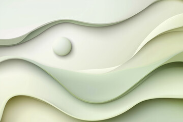 Abstract design of flowing lines and soft shapes in green and white tones