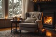 © kriengsak - Cozy living room with fireplace  armchair  and candles