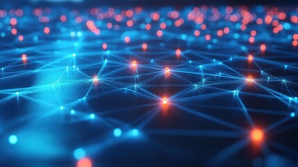 Poster - Abstract Network Connections in Blue and Orange Glow