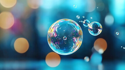 Poster - Stunning iridescent bubble with vibrant colors and soft background