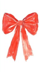 Wall Mural - Hand-painted bright red bow