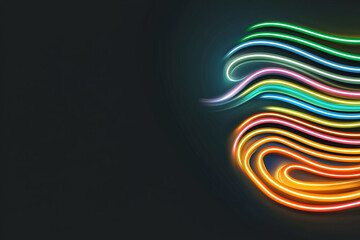 Poster - Vibrant waves of glowing neon lines create futuristic atmosphere