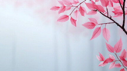 Poster - Delicate pink leaves on soft background create serene atmosphere
