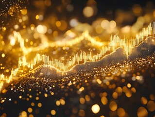 Poster - Abstract Growth Chart with Golden Bokeh Effect