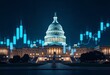 © elina - US Capitol graphs, Capitol Building, stock market graphics, rising bar lines, White House, digital finance graphs, symbolizing economic trends.