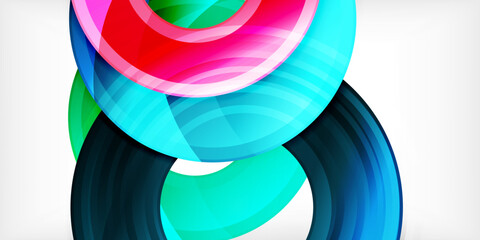 Poster - Bright colorful circles with light effects. Abstract background