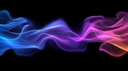 A vibrant wave of blue and pink smoke flows smoothly against a dark background, creating a mesmerizing visual effect with ethereal elegance.