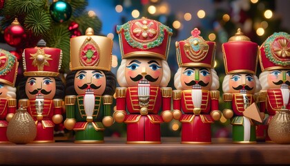 Cookies shaped like Nutcracker soldiers, each decorated in bright colors 