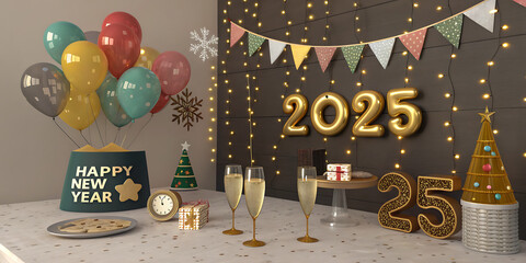 happy new year 2025 background, Generative AI