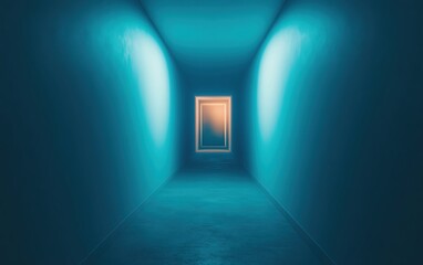 Poster - A dimly lit corridor leading to an illuminated doorway, creating a mysterious atmosphere.
