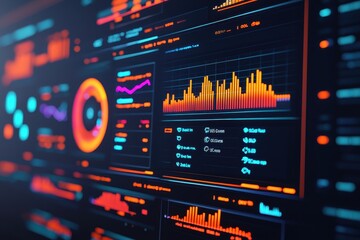 Poster - A vibrant display of colorful data visualizations and analytics graphs showcasing trends and statistics.