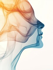 Poster - A striking and captivating silhouette of a womans profile creates an artistic display made of vibrant smoke patterns