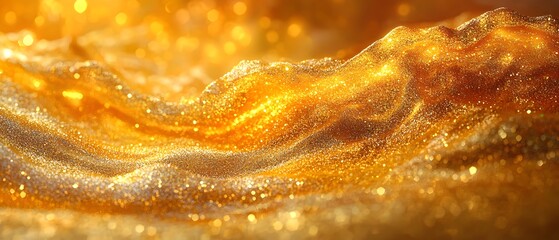 Poster - Shimmering Golden Waves in Soft Light