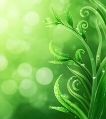 Poster - A close-up of lush green leaves with a soft bokeh background, showcasing natural beauty and freshness.