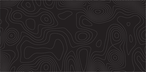 Poster - Abstract white on black background Topographic line map pattern. Modern Abstract Design Concept Elegant Black Beautiful Topo Wallpaper Design illustration for art, fabric, packaging, web, banner.
