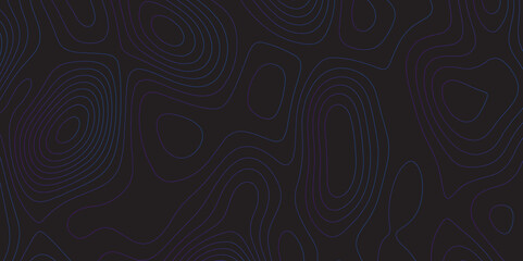 Poster - Abstract black colorful gradient Topographic line map pattern background. Contour elevation topographic and textured Background Modern design with black background with topographic wavy Patte and dot	