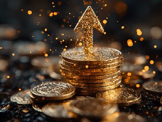 Poster - Golden Coins Representing Financial Growth Concept