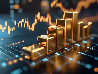 Poster - Golden Bars Representing Financial Growth Trends