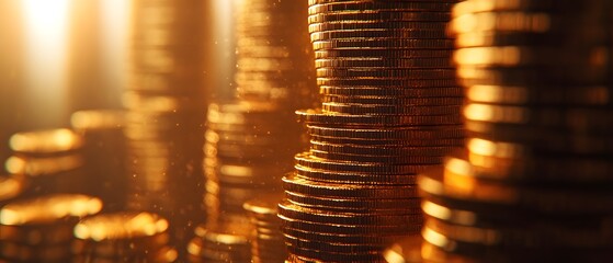 Poster - Golden Coins Stacked for Financial Growth and Investment