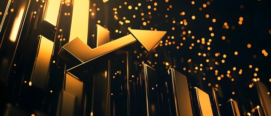 Poster - Dynamic Growth Arrow with Golden Background