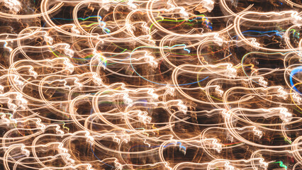 Poster - The image is a blurry, colorful, and abstract representation of a pattern of lights. The pattern is made up of many different shapes and colors, creating a sense of movement and energy