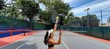 © Luciano Luppa - Mulher treinando saque no tenis - Woman training tennis serve.