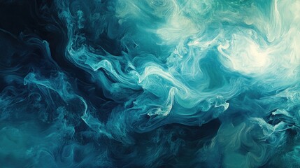 Poster - Abstract Swirling Blue and Green Artistic Background