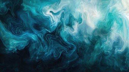 Poster - Fluid Abstract Swirls in Blue and Teal Tones